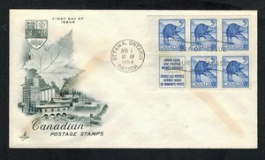 Canada #336a, 1954 5¢ Beaver booklet pane of 5, Artcraft cachet FDC, ageing - Bild 1 von 1