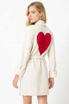 BETSEY JOHNSON chenilla corazón bata hasta la rodilla íntima salón baño blanco M Foto 1 de 4