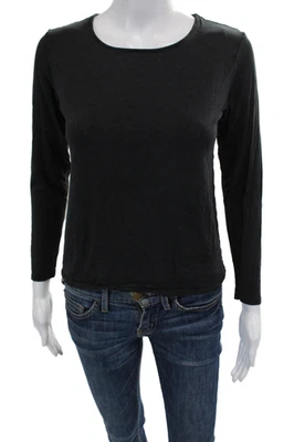 Magaschoni 女式棉质圆领长袖短上衣黑色 S 码 — 第 1/4 张图片