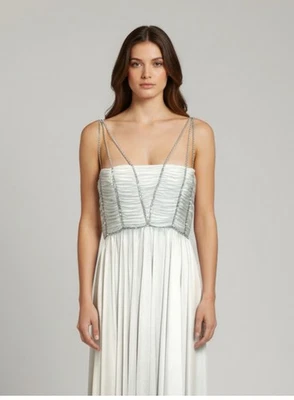 Maxi Vestido Estévez Vintage Años 60 70 Blanco Alto Bajo Talla Pequeña Foto 1 de 4