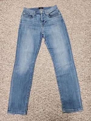 7 For All Mankind Los Angeles Josephina Size 24 (26X28) Button Fly Light Wash - Image 1 of 4