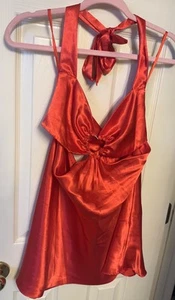 ☎️☎️Dreamgirl Abito Rosso Raso Lingerie Halter Taglia X-Large☎️☎️ - Foto 1 di 6