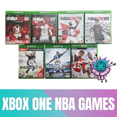 Xbox One Sports Game – NBA 2K16-2K19 & Madden NFL 15-17 – 7 Games Lot - Image 1 of 2