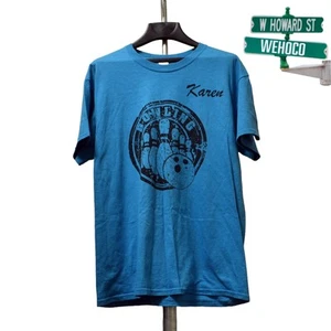 Funny Karen Short Sleeve Crew Neck Bowling League T Shirt Blue Size Large - Picture 1 of 9