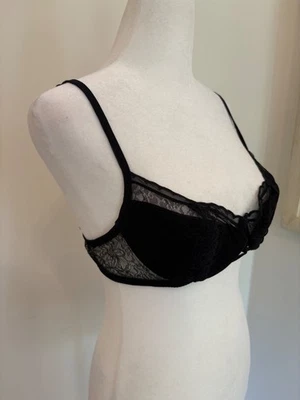 La Perla Underwire Push Up Demi Bra BLACK Glamour Half Cup Size 36B Semi Sheer - Image 1 of 4