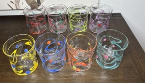 Pean Doubulyu Signed Wackie And Wonkie Distinctive Hand Blown Glasses Set Of 8 - Bild 1 von 13
