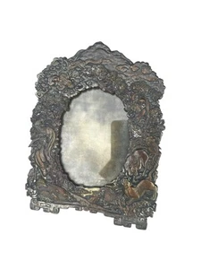 Antica cornice specchio bronzo cinese zodiaco animali rilievo stile dinastia Qing - Foto 1 di 8