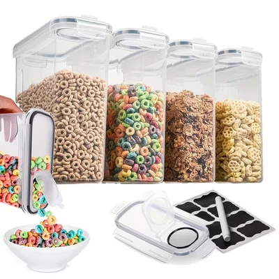 Paquete de 4 (4L / 135oz) de plástico extra grande hermético para almacenamiento de alimentos Cereal Co Foto 1 de 4