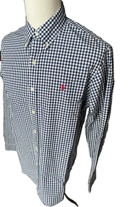 Polo Ralph Lauren Para Hombre Azul Cuadros Algodón Manga Larga Botón Talla Grande - Imagen 1 de 5