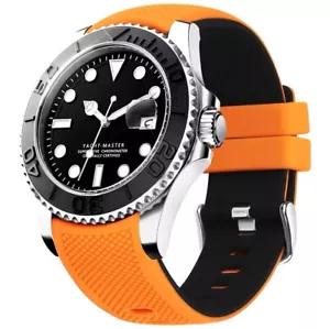 Uhrenarmband 20mm (Stegbreite 22mm) aus Silikon abgerundet Farbe Orange - Picture 1 of 9
