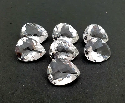 Lote de 7 piedras preciosas de cuarzo de cristal de roca natural corte pera a cuadros 25*30 mm 349 CT Foto 1 de 3