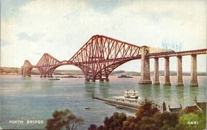 Postal de colección Forth Bridge puente ferroviario voladizo Edimburgo Escocia - Imagen 1 de 3
