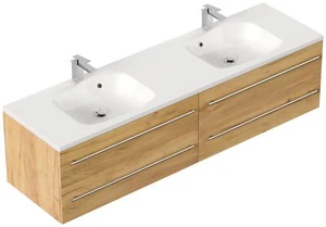 Doppelwaschtisch 180cm Unterschrank montiert 4 Schubladen Doppelwaschbecken Gent - Bild 1 von 11