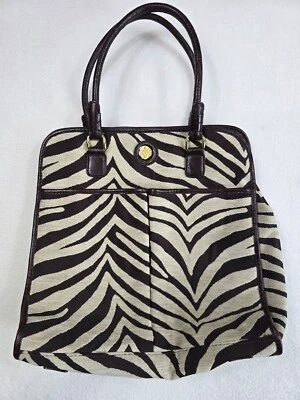 Bolso de Mano Antonio Melani Estampado de Cebra Lona e Imitación Cuero con Asas Dobles Foto 1 de 4