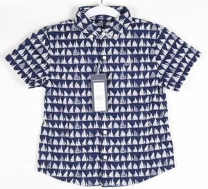 Vineyard Vines Boys Button Shirt Bass In Waves Shirt Short Boat Boat Parade Navy - Picture 1 of 3