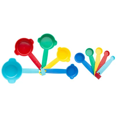 Tasty 10-PC MEASURING SET: 5 SPOONS & 5 CUPS 1/8 1/4 1/3 1/2 1 Tsp Tbsp Cup HQ - Image 1 of 4