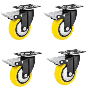 4pcs 3" Heavy Duty Caster Wheels Locking Casters with Brake Swivel Plate Casters - Picture 1 of 2