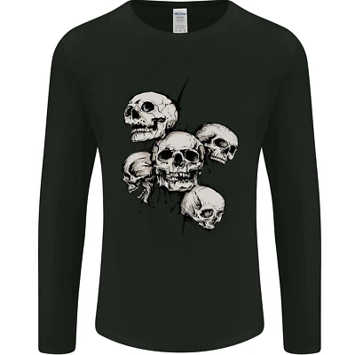 Camiseta 5 Skulls Demons Motociclista Gótica Heavy Metal Para Hombre Manga Larga Foto 1 de 4