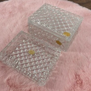 Vintage Cut Lead Crystal Ashtray Cigarette Storage Box - Picture 1 of 5
