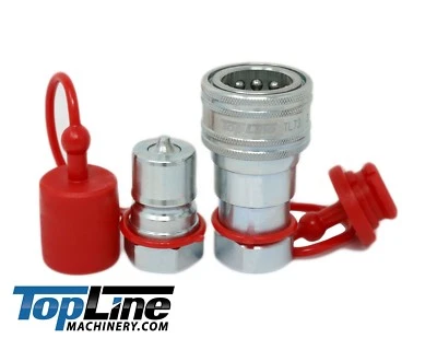 TOPLINE TL73 3/4" NPT Thread ISO 7241-B Hydraulic Coupler 3/4 Poppet Valve