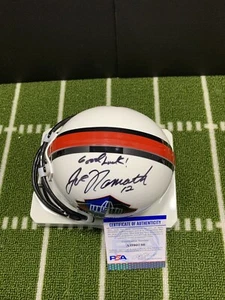 JOE NAMATH SIGNED HALL OF FAME MINI HELMET PSA COA HOF 1985 NEW YORK JETS - Picture 1 of 3