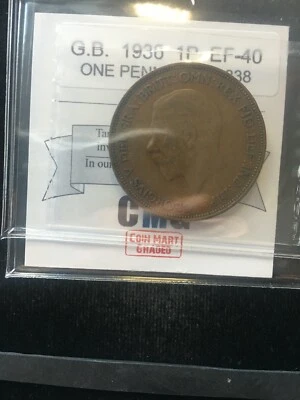 1936  G.B. Penny  Coin Mart Graded**EF-40** KM# 838 - Image 1 of 4