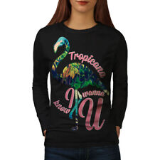 Wellcoda Tropic Jungle Cool Womens Long Sleeve T-shirt, Paradise Casual Design