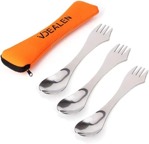Stainless Steel Spork'S Extremely Strong Set, Fork & Knife Combo Utensil for Cam - Picture 1 of 11