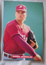 1990 Darrel Akerfelds Philadelphia Phillies 4x6 Baseball Photo Card Team Issue