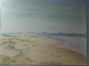Aquarell Weserstrand 1945 / Original signiert - Bild 1 von 3