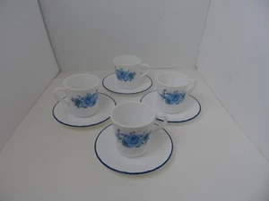 Vintage Tazzine e Piattini Caffè 6 1/8 Corelle Blu Velluto Rosa - Lotto di 4 - Foto 1 di 6