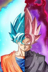 Dragon Ball Super Goku Schwarz Blau Split Poster 24 x 18" SÜSS! - Bild 1 von 2