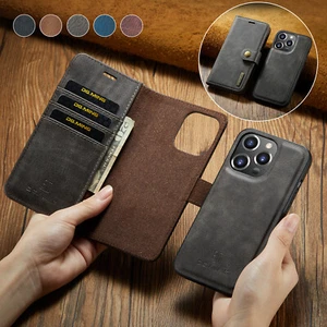 For iPhone 14 13 12 11 Pro Max Mini SE Wallet Case Detachable Leather Flip Cover - Picture 1 of 49