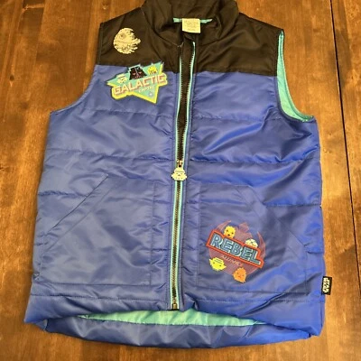 Disney Star Wars Galactic Empire Puffer Vest Youth Size 11/12 Full Zip Blue - Image 1 of 4