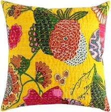 Indian Kantha Cushion Cover Vintage Cotton Boho Pillow Cases 16X16Inch Set Of 2