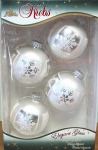 Christbaumkugeln Kugel - Schneeflocke Satinweiß - Krebs Glas Lauscha - Bild 1 von 1