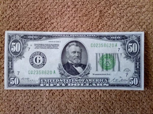 1928 SERIES A $50 FIFTY DOLLAR LOW NUMBER BANKNOTE, CRISP, XF++, CHICAGO-ISSUED - Picture 1 of 6