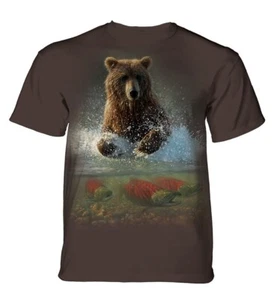 The Mountain Brown Bear Lucky Fishing Hole Grizzly Bears Mama Fish T-Shirt M-3X - Picture 1 of 3