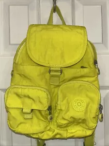 Kipling Neon Gelb Nylon Medium Rucksack Handtasche Bookbag - Bild 1 von 11