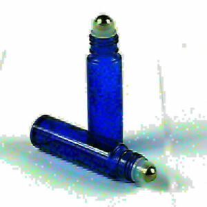 1~50Pcs 10ml THICK Cobalt blue Glass Roll Bottles Steel Roller Essential Oils