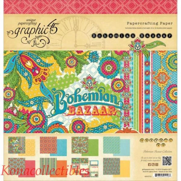 Graphic 45 Bohemian Bazaar Paper Pad 12 by 12in