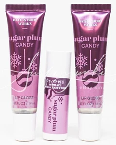 Bath & Body Works Azúcar Ciruela Caramelo Bálsamo Labial Nutritivo Brillo Labial Juego de 3 Piezas Sellado - Imagen 1 de 1