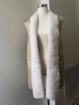 Chaleco de piel de oveja sintética DKNYC para mujer, crudo, pequeño - NUEVO Foto 1 de 4