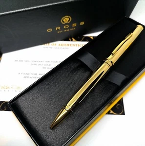 24k Gold Plated Shiny Cross Coventry Twist Ball Point Writing Pen Black Ink - Picture 1 of 3