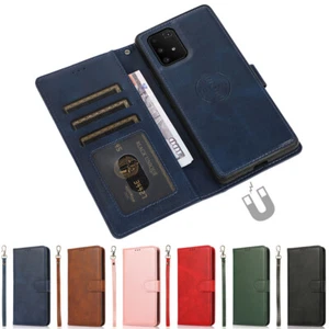 Para Samsung A11/A21s/A41/A51/A71 Extraíble Cuero Billetera Estuche Tarjeta Cubierta Abatible - Imagen 1 de 38