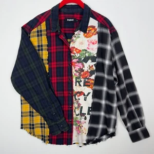 Camisa Desigual, Franela Patchwork, Mujer, Tops, XL, Cuadros Multicolor, Grunge 90 - Imagen 1 de 13