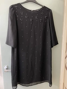 Jasper Conran Little Black Dress With Beads And Sequins Size 18 - Picture 1 of 6