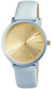 Excellanc Damenarmbanduhr, Lederimitationsarmband, hellblau/gold