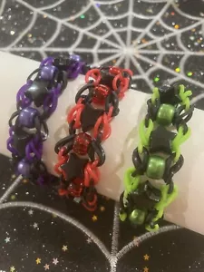 Halloween Glow Dark beaded sparkle friendship Rainbow Loom rubber band bracelet - Picture 1 of 10