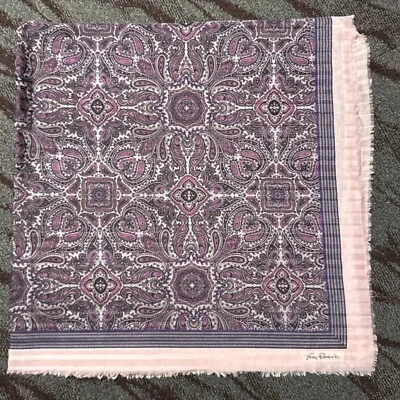 Jim Renoir винтажный большой шарф цветочный пейсли розовый Италии 45 «x 45» сложный - Изображение 1 из 4